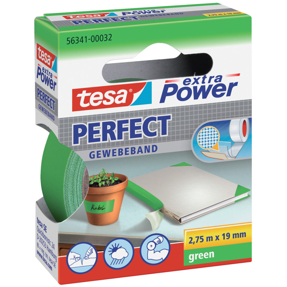 Gewebeklebeband tesa® extra Power Gewebeband, 2,75mx19mm, grün TESA 56341-00032-04