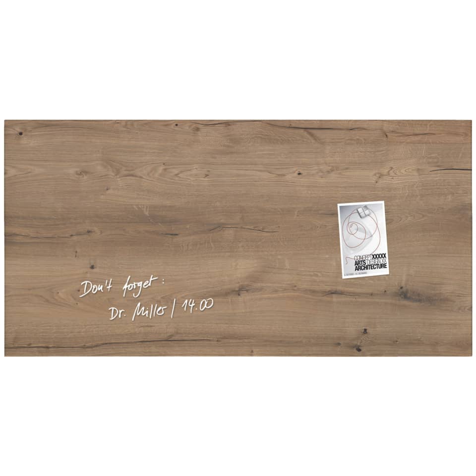 Glas-Magnettafel Artverum, 91x46cm, Design Natural-Wood SIGEL GL258 SIGEL GL258 910x460x15 mm