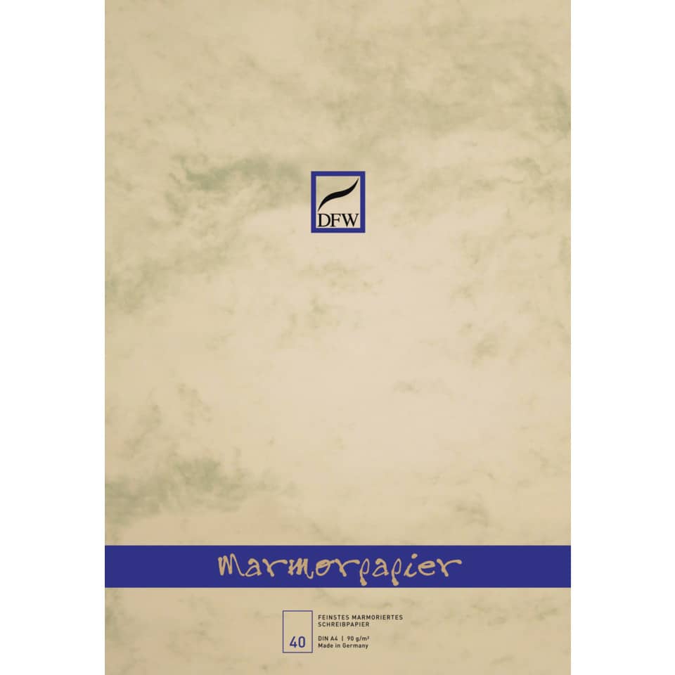 Briefblock, A4, 90g/m², 40 Blatt, blanko, chamois marmor DFW 880100 DFW 880100 40Bl.unlin.Marmor