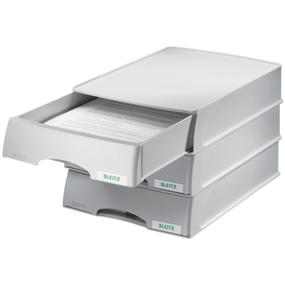Briefkorb Plus mit Schublade, A4 quer, Polystyrol, grau LEITZ 5210-00-85 LEITZ 5210-00-85 m. Schublade