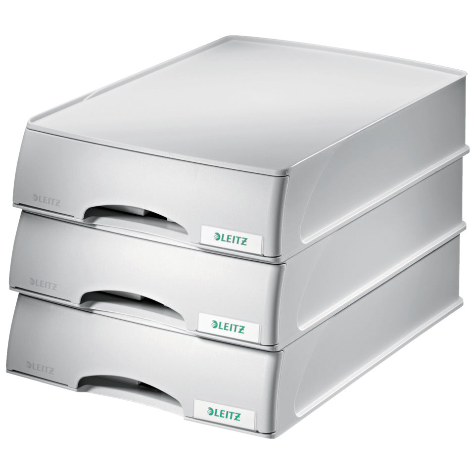 Briefkorb Plus mit Schublade, A4 quer, Polystyrol, grau LEITZ 5210-00-85 LEITZ 5210-00-85 m. Schublade