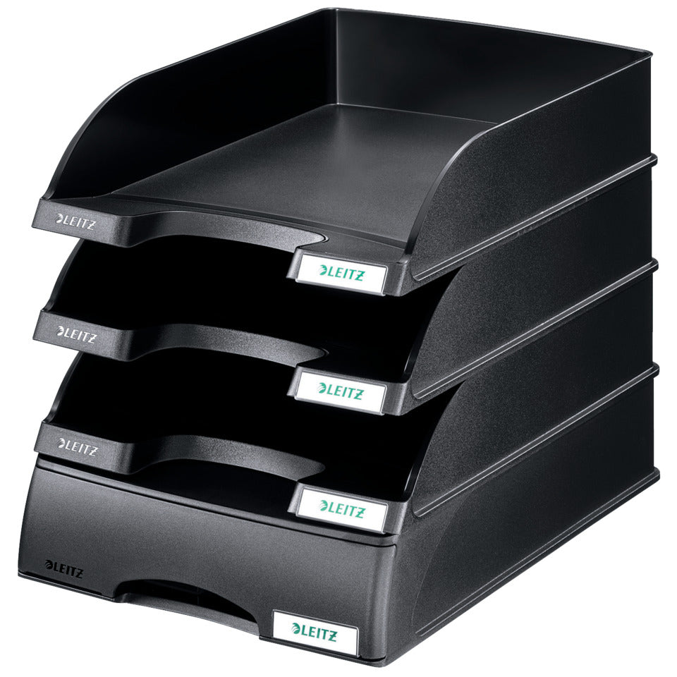 Briefkorb Plus mit Schublade, A4 quer, Polystyrol, schwarz LEITZ 5210-00-95 LEITZ 5210-00-95 m. Schublade
