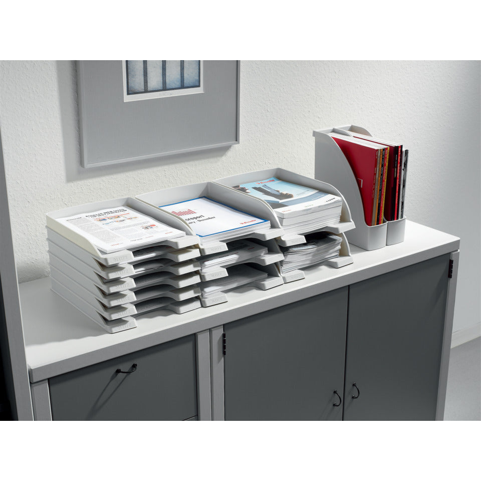 Briefkorb Flach Plus, A4, extra flach, Polystrol, grau LEITZ 5237-00-85