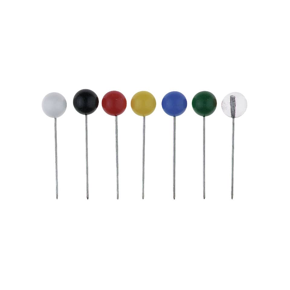 Landkartennadel, Polystyrol (PS)-Kopf, 16 mm, Ø 5 mm, glasklar, 100 Stück ALCO 622 ALCO 622  L.16mm  100St