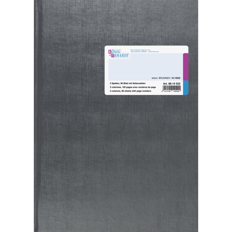 Spaltenbuch A4, 192 Seiten, mit Seitenzahlen, 2 Spalten, Kunststoff, grau KÖNIG & EBHARDT 8614522 K+E 86-14522