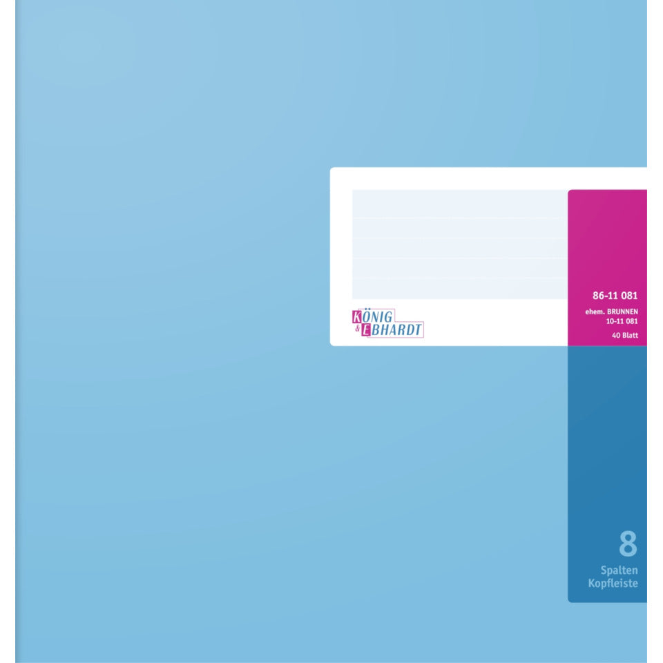 Spaltenbuch mit Kopfleiste 277×297 mm, 80 Seiten, Spaltenschema, Karton, magenta/hellblau KÖNIG & EBHARDT 8611081 K+E 86-11081 Karton Kopfl.