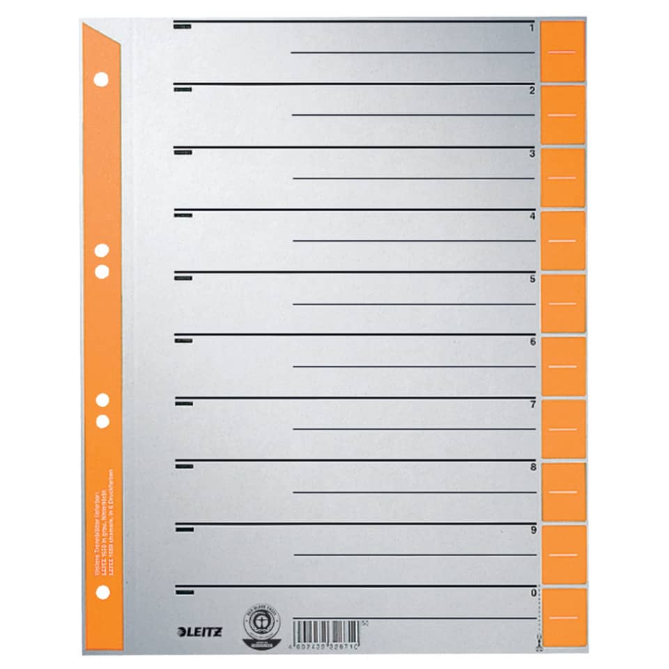 Trennblatt, A4, Karton, farbig bedruckt, orange, 100 Stück LEITZ 1652-00-45 LEITZ 1652-00-45 100ST ungeöst