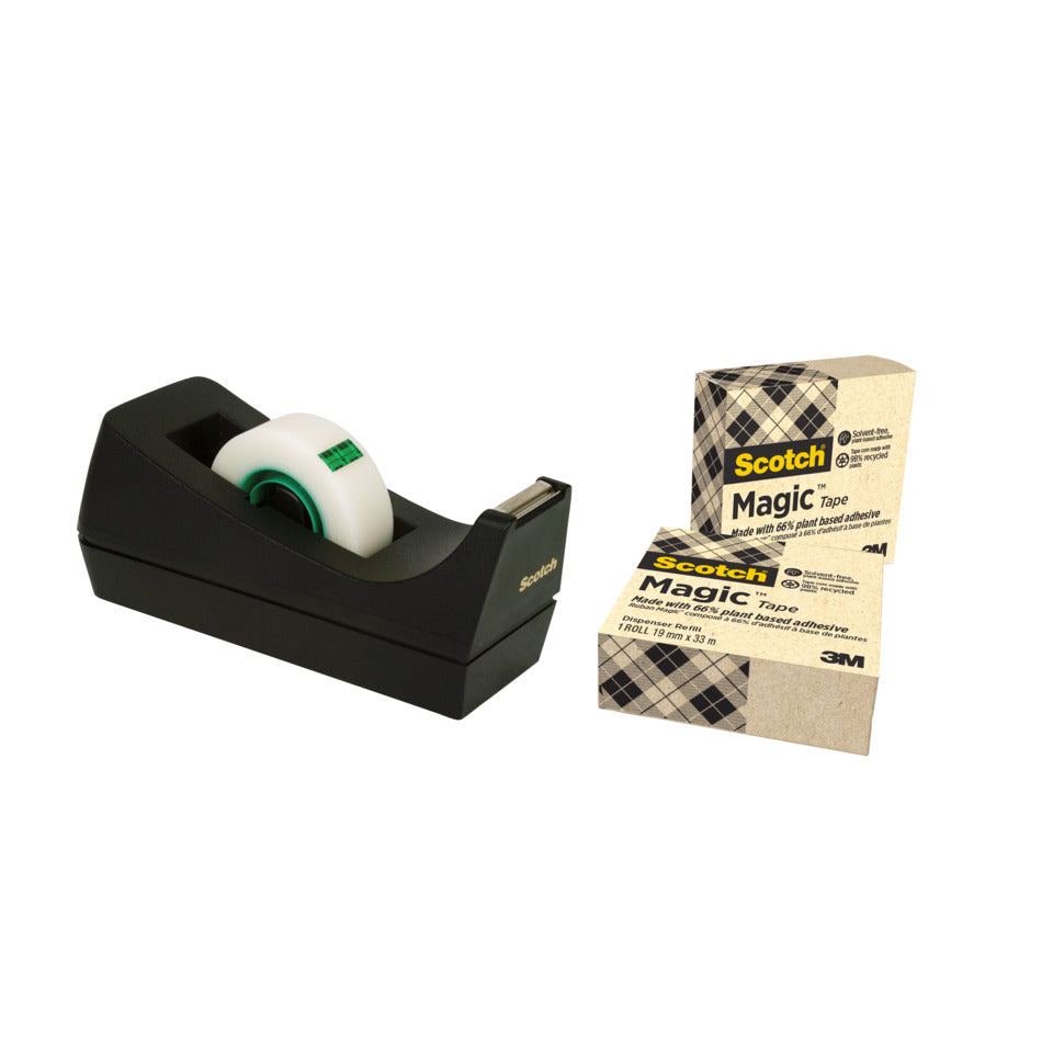 Tischabroller Promotion, schwarz, inklusive 3 Rollen Klebeband 19 mm x 33 m SCOTCH 900C38G3 SCOTCH 900C38G3 +3Rl Magic