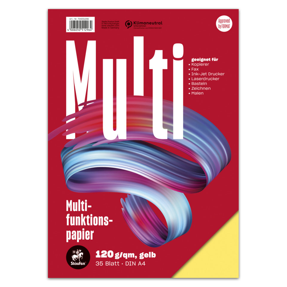 Kopierpapier, A4, 120g/m², 35 Blatt, gelb STAUFEN STYLE 734051296 STAUFEN STYLE 734051296 Multifunktion