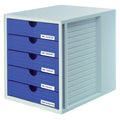 Schubladenbox SYSTEMBOX, A4 und größer, 5 geschl. Schubladen, lichtgrau-blau HAN 1450-14D HAN 1450-14 5 geschlossene Schuebe