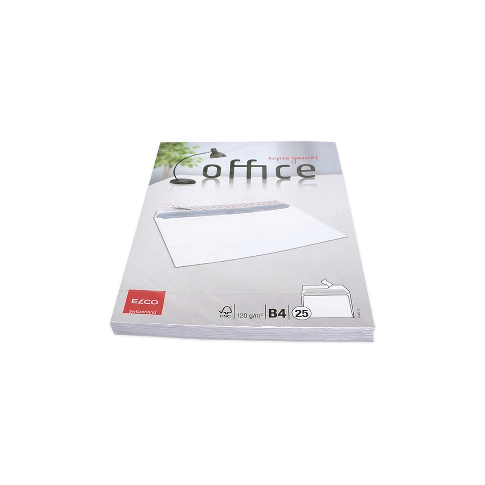 Briefumschlag Office ohne Fenster, B4, 120g/m², haftklebend, 25 Stück, weiß ELCO 74482-12 ELCO 7448212 100g