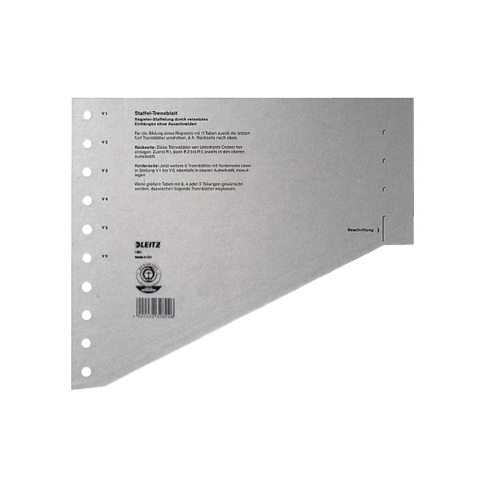 Staffeltrennblatt, A4, 100 Stück, grau LEITZ 1651-00-85 LEITZ 1651-00-85 100ST