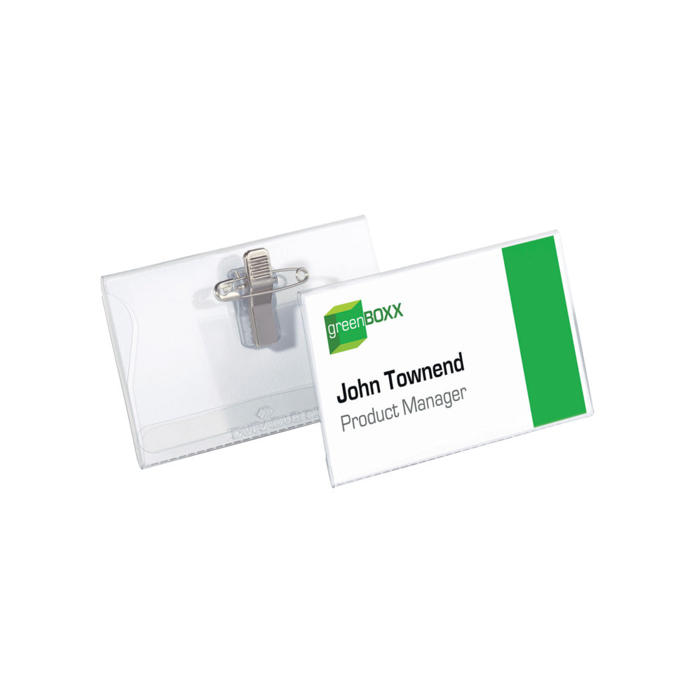 Namensschild mit Kombiklemme, 90 x 54 mm, transparent, Kunststoff, 50 Stück DURABLE 8101 19 DURABLE 8101 19 m.Kombiklemme
