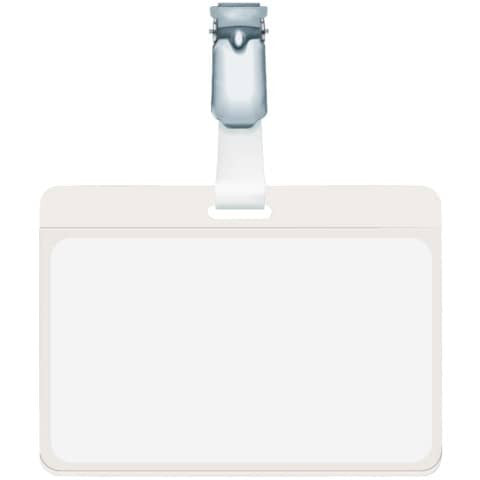 Namensschild mit drehbarem Clip, transparent, 90 x 60 mm, 25 Stück