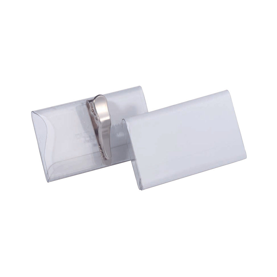 Namensschild mit drehbarer Krokoklemme, Hartfolie, transparent, 75 x 40 mm, 25 Stück DURABLE 8110 19 DURABLE 8110 19 m.Krokoklemme