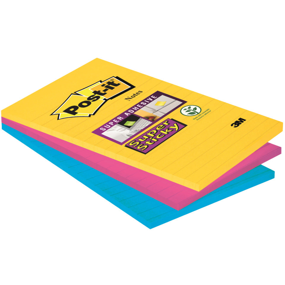 Haftnotizblock Super Sticky Notes Carnival Collection, 101x152mm, 3x90 Blatt, liniert POST-IT 4690-3SS-CARN POST-IT 4690-3SS-CARN BigNotes