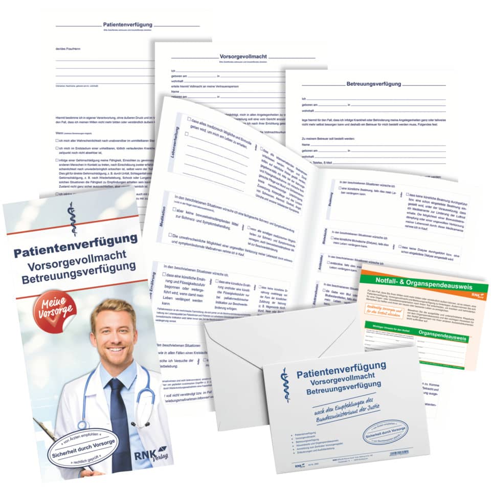 Patientenverfügung mit Betreuungsverfügung und Vorsorgevollmacht - 220 x 162 mm RNK 2895
