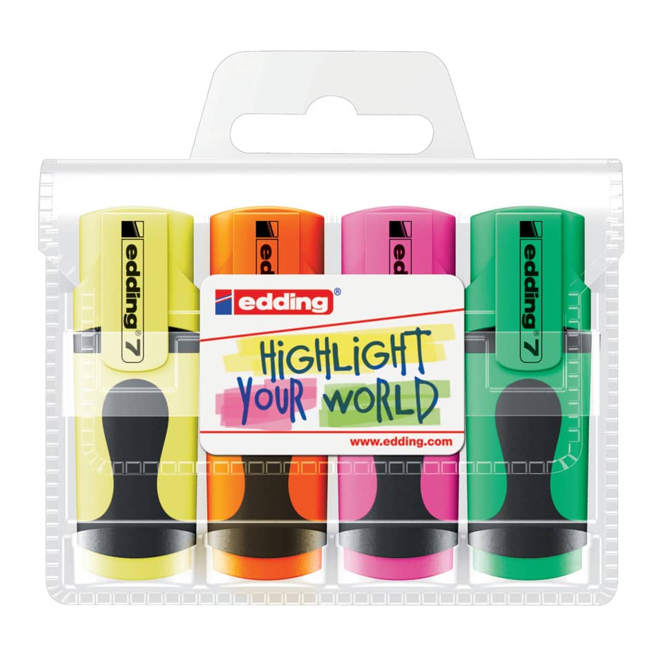 Textmarker 7 mini, 1-3mm, 4 Stück, sortiert EDDING 4-7-4 EDDING 4-7-4 mini 4ST