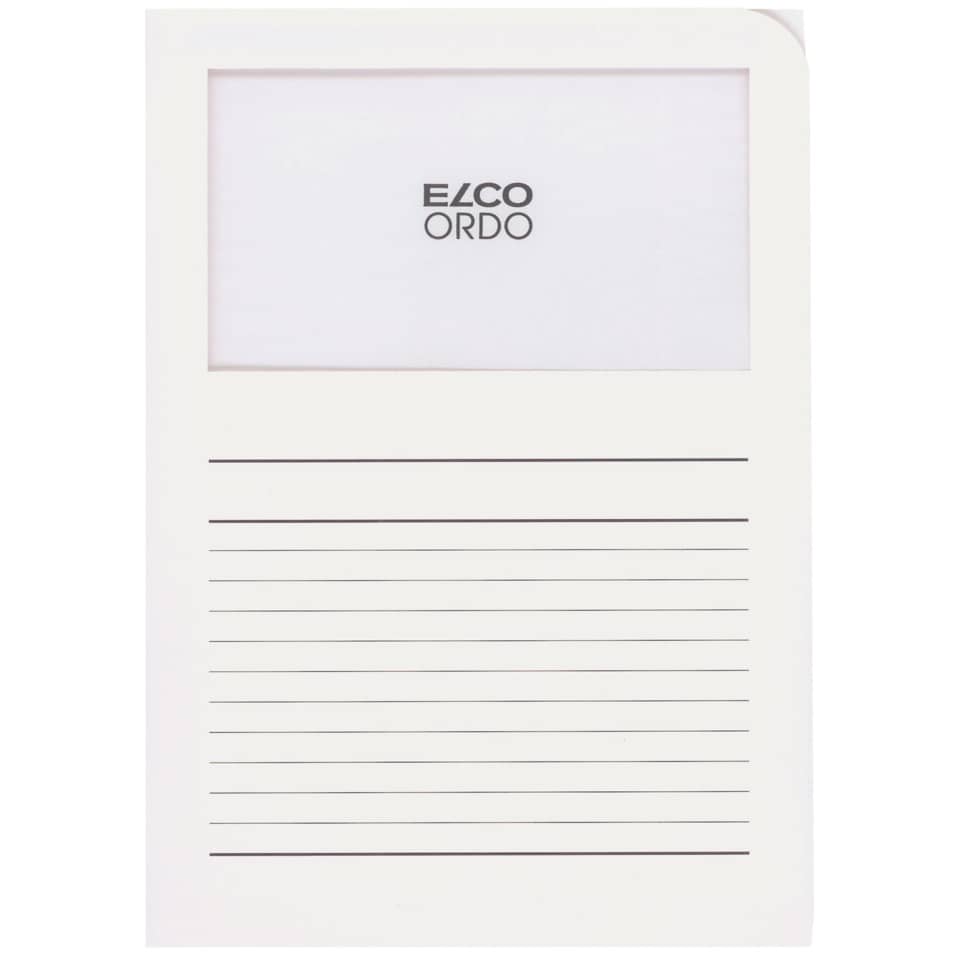 Sichtmappe Ordo classico A4 weiß, liniert, Fenster 180 x 100 mm, 100 Stück ELCO 29489.10 ELCO 29489.10  Classico Papier