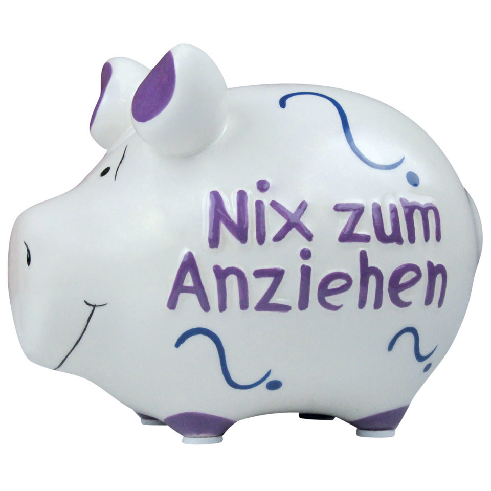 Sparschwein klein "Nix zum anziehen", 12,5 x 9 x 9 cm, Keramik KCG 10026904 KCG 101485/10026904 Nix zum anziehen