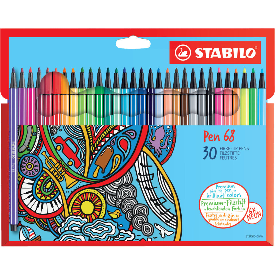 Fasermaler Pen 68, Kartonetui mit 30 Farben STABILO 6830-7 STABILO 6830-7 sortiert