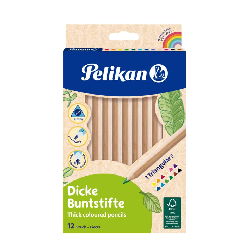 Farbstift 12 Stück Natur, dreieckig, dick BSD1 sortiert PELIKAN 400142590 PELIKAN 400142590 700047 BSD12DN