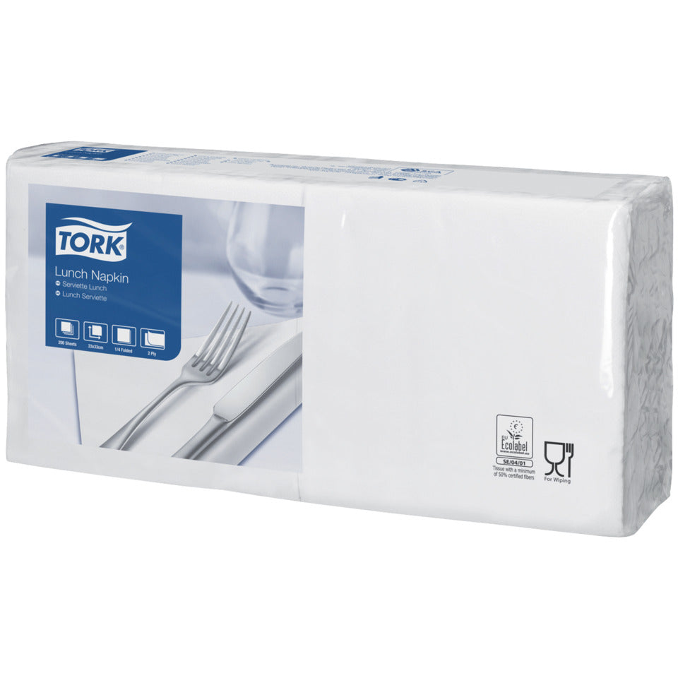 Servietten Soft Advanced, 2-lagig, 1/4 Falz, geprägt, L 330 x B 330 mm, weiß, 200 Stück TORK 477149 TORK 477149 2-lag 1/4