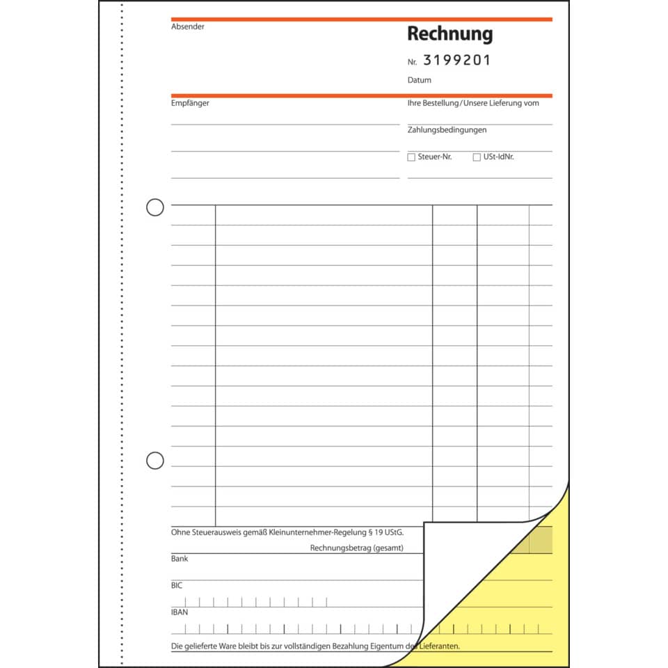 Rechnung für Kleinunternehmer ohne MwSt.-Ausweis, A5, 2x30 Blatt SIGEL SD130 SIGEL SD130 f.Kleinunternehmer