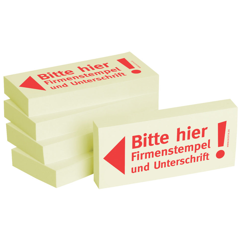 Haftnotiz Finanzstempel+Unterschrift, 75x35mm, 5x100 Blatt BIZSTIX 1301010125 1301010125 75x35mm  5Bk