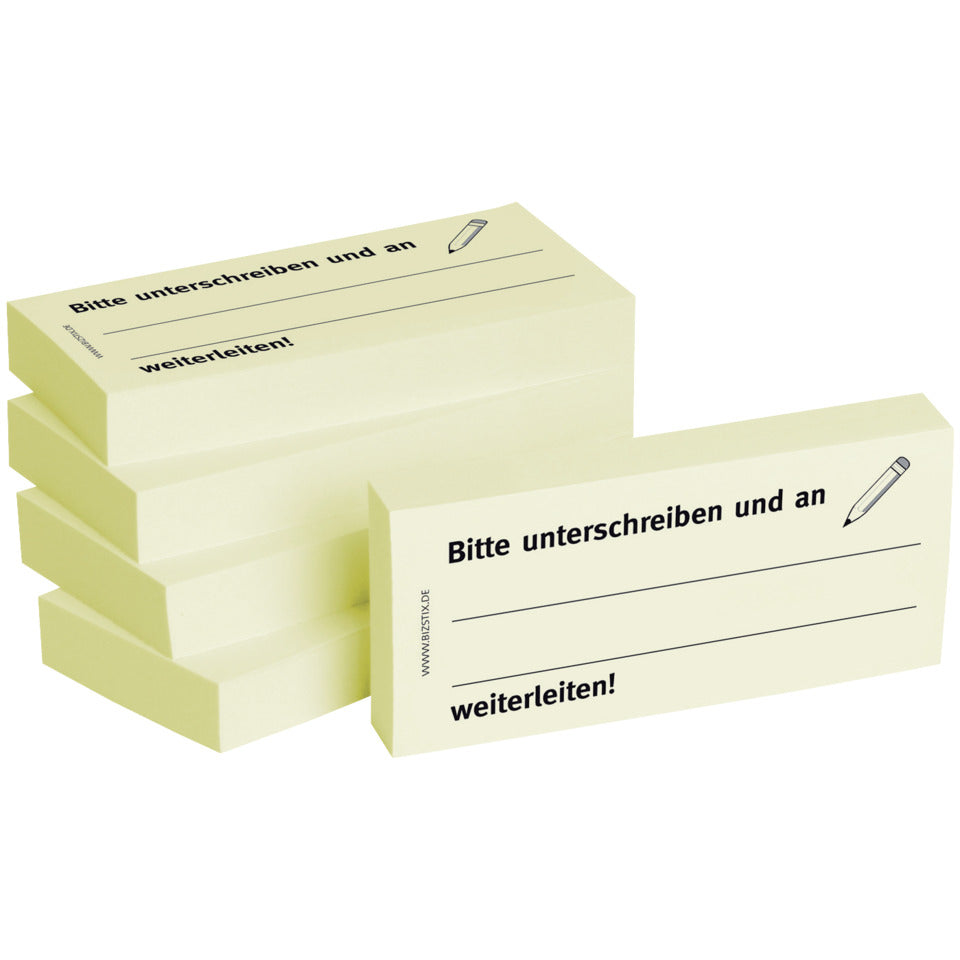 Haftnotiz unterschreiben+weiterleiten, 75x35mm, 5x100 Blatt BIZSTIX 1301010111 1301010111 75x35mm  5Bk