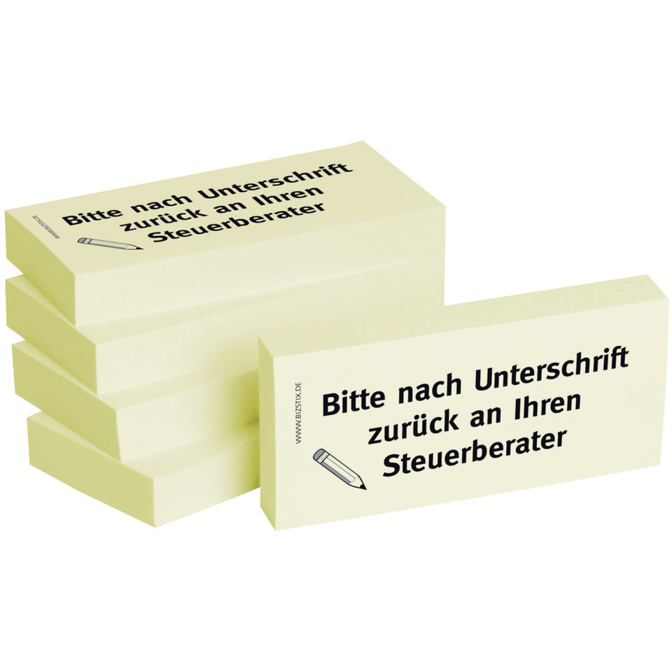 Haftnotiz Unterschrift Steuerberater, 75x35mm, 5x100 Blatt BIZSTIX 1301010112 1301010112 75x35mm  5Bk