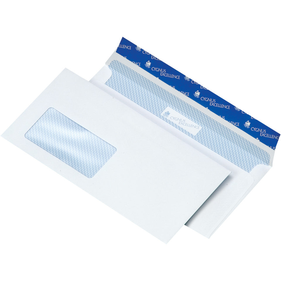 Briefumschlag mit Fenster, DIN lang, 100g/m², haftklebend, 500 Stück, weiß CYGNUS EXCELLENCE 30007246 CYGNUS EXCELLENCE 30007246 500ST