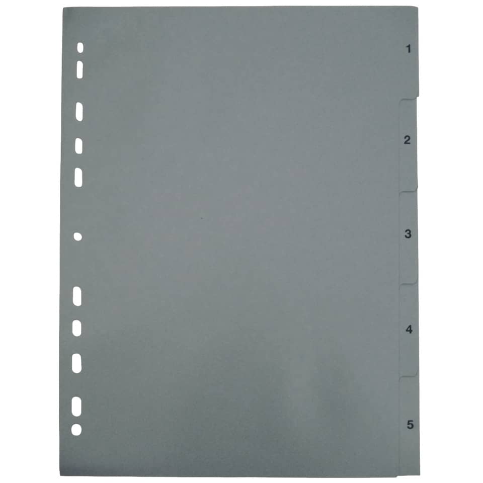 Ordnerregister 1-5, A4, grau  190 NEUTRAL 405ZaEu Kunststoff
