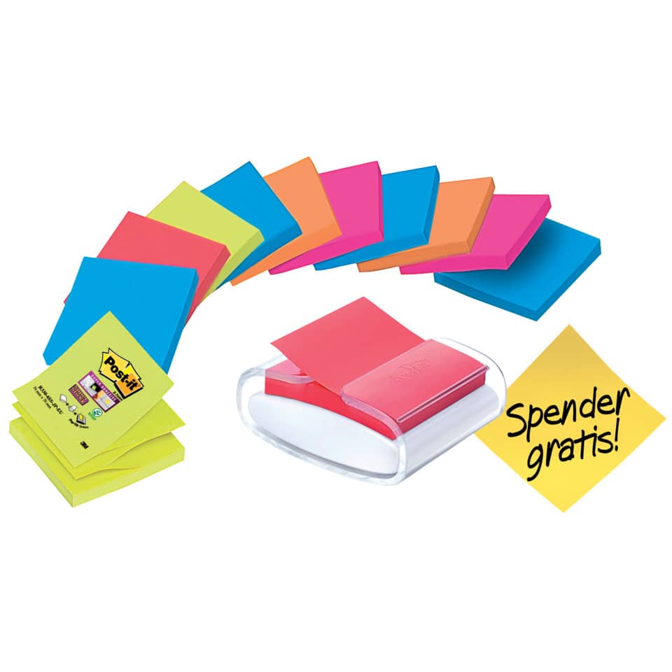 Haftnotizspender Super Sticky Z-Notes+12 Block, schwarz/transparent POST-IT PRO-W12N POST-IT PRO-W12N +12Bk SupSticky