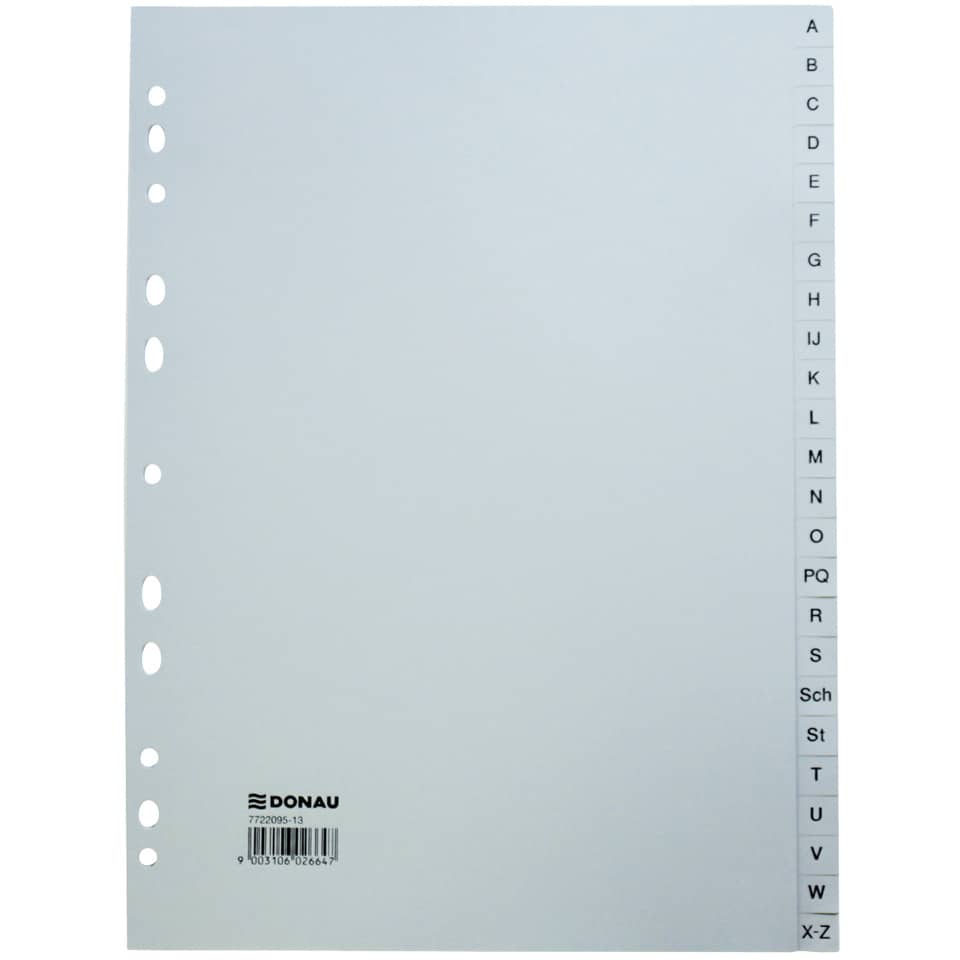 Ordnerregister A-Z, 24-teilig, 22,5x29,7cm, grau DONAU 7722095-13 DONAU 7722095-13 22,5x29,7cm