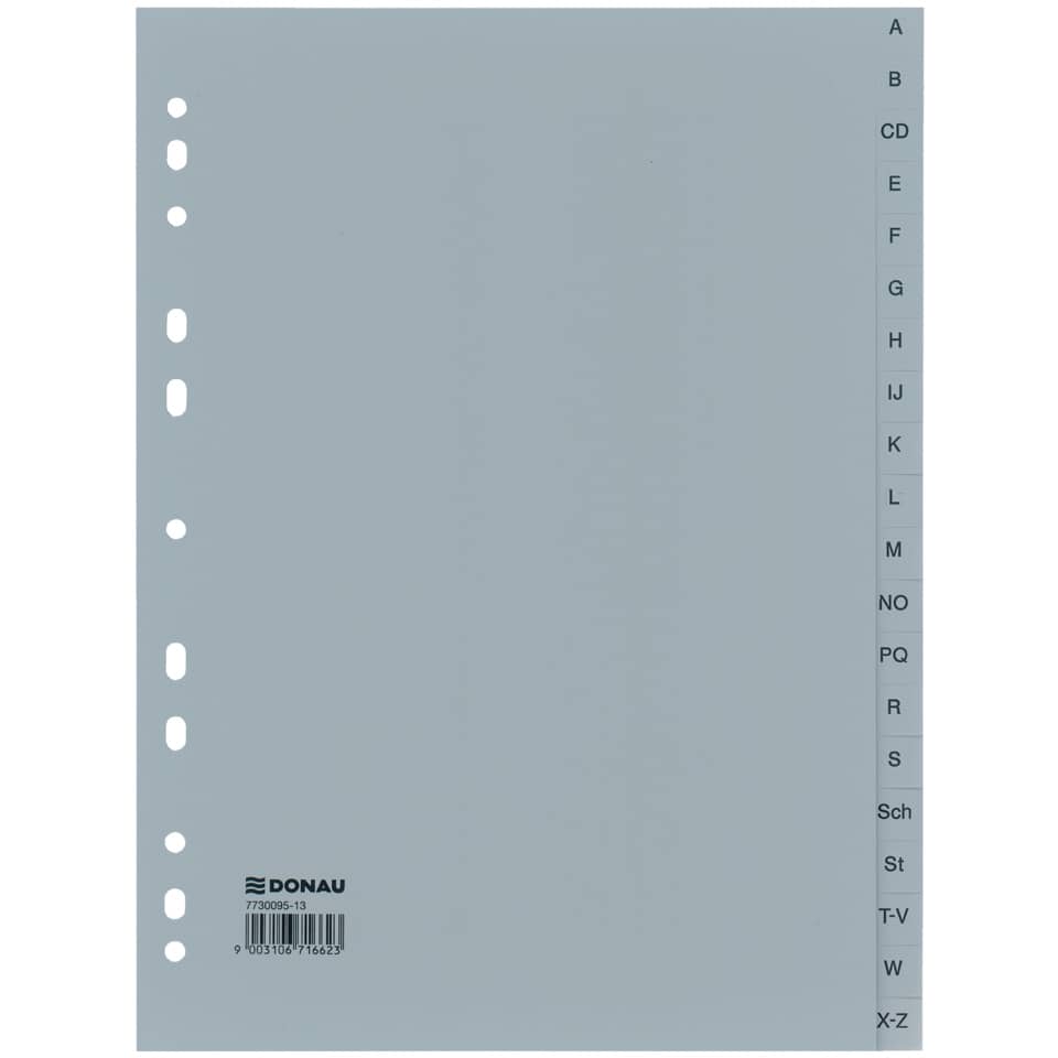 Ordnerregister A-Z, 20-teilig, 22,5x29,7cm, grau DONAU 7730095-13 DONAU 7730095-13 22,5x29,7cm