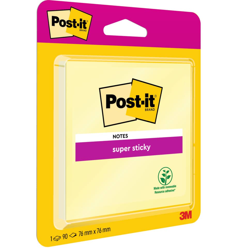 Haftnotizblock Super Sticky Notes, 76x76mm, 90 Blatt, gelb POST-IT 6920SS-CY