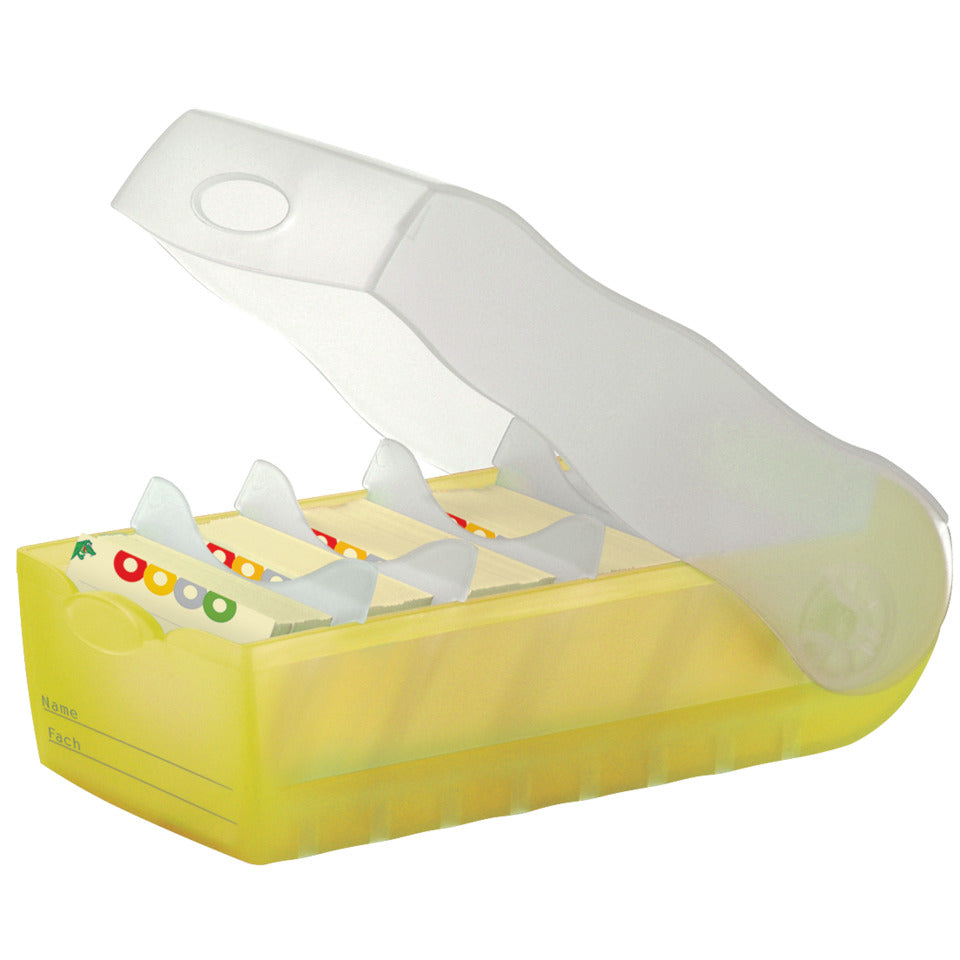 Karteibox CROCO DIN A8 quer, Lernkartei mit 100 Karten, transluzent-gelb HAN 998-653D HAN 998-653 für 500 Karten