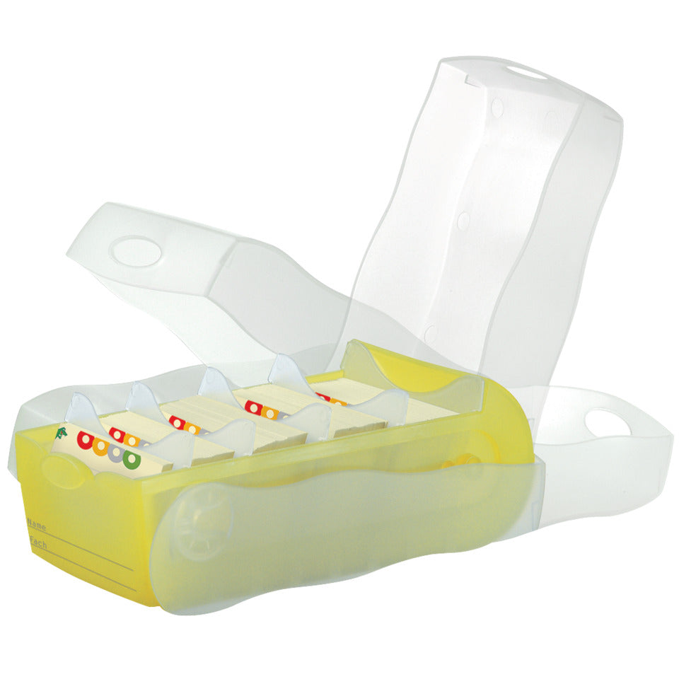 Karteibox CROCO DIN A8 quer, Lernkartei mit 100 Karten, transluzent-gelb HAN 998-653D HAN 998-653 für 500 Karten