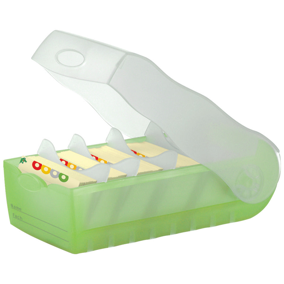 Karteibox CROCO DIN A8 quer, Lernkartei mit 100 Karten, transluzent-grün HAN 998-603D HAN 998-603 für 500 Karten