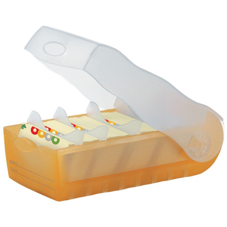Karteibox CROCO DIN A8 quer, Lernkartei mit 100 Karten, transluzent-orange HAN 998-613D HAN 998-613 für 500 Karten