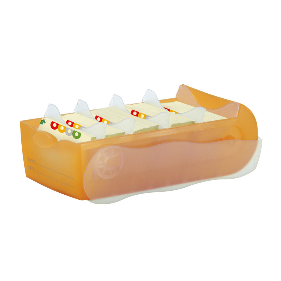Karteibox CROCO DIN A8 quer, Lernkartei mit 100 Karten, transluzent-orange HAN 998-613D HAN 998-613 für 500 Karten