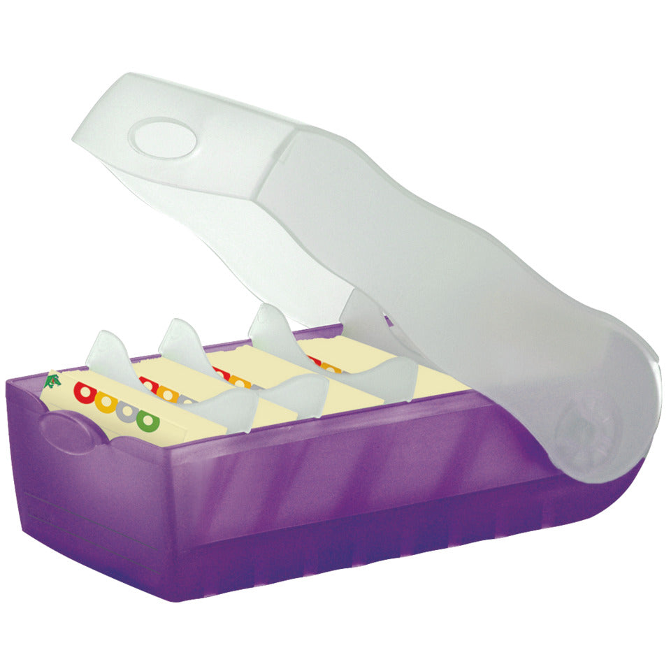 Karteibox CROCO DIN A8 quer, Lernkartei mit 100 Karten, transluzent-lila HAN 998-673D HAN 998-673 für 500 Karten