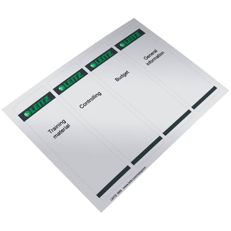Ordnerrückenschild selbstklebend, 62 x 191 mm, breit/kurz, 400 Stück, grau LEITZ 1685-00-85 LEITZ 16850085 100x4ST