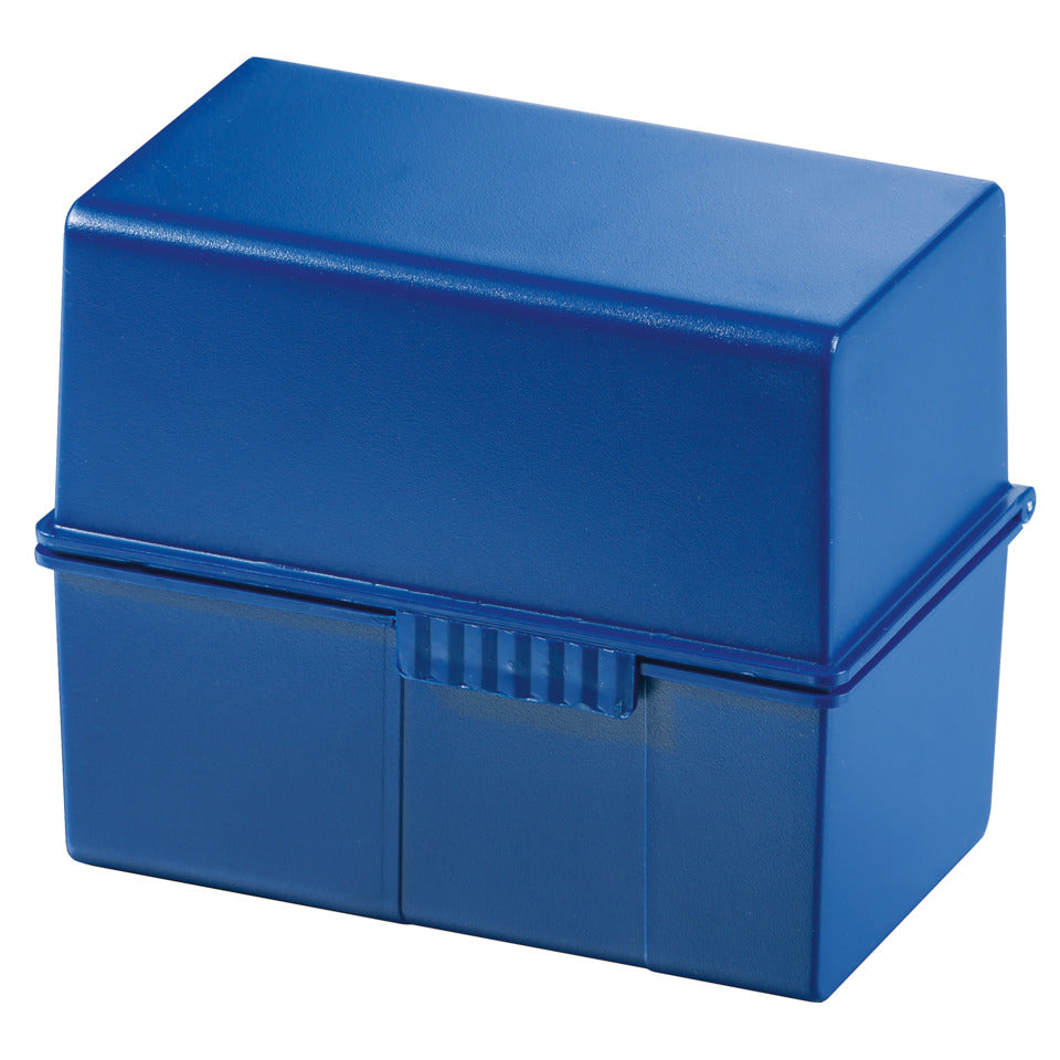 Karteibox DIN A7 quer, max 300 Karten m. Stahlscharnier, blau HAN 977-14D HAN 977-14 300 12,1x7,4x10,1