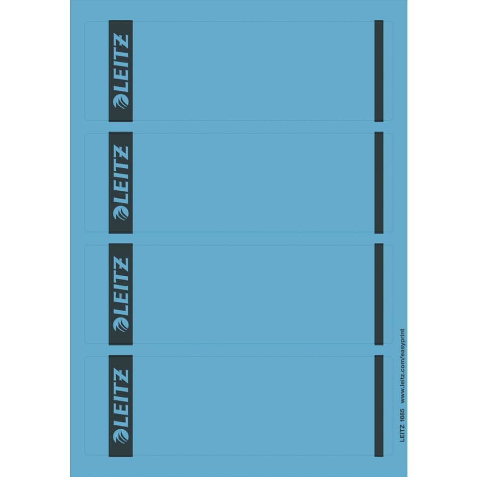 Ordnerrückenschild selbstklebend, 62 x 191 mm, breit/kurz, 100 Stück, blau LEITZ 1685-20-35 LEITZ 16852035 SK 25x4ST