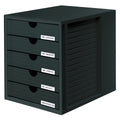 Schubladenbox SYSTEMBOX, DIN A4 und größer, 5 geschlossene Schubladen, schwarz HAN 1450-13D HAN 1450-13 5 geschlossene Schuebe