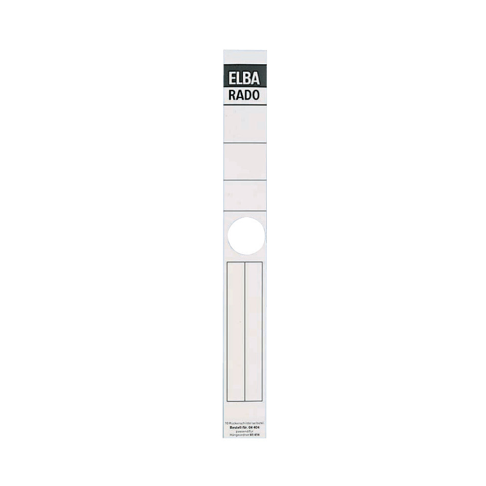 Hängeordner-Rückenschild Rado selbstklebend, 34 x 290 mm, schmal/lang, 10 Stück, weiß ELBA 100420959 ELBA 100420959 04404 schmal