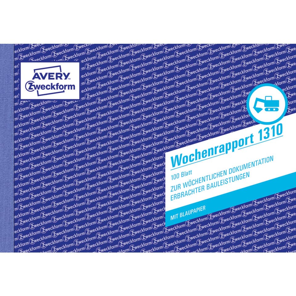Wochenrapport mit Blaupapier, A5 quer, 100 Blatt AVERY ZWECKFORM 1310 ZWECKFORM 1310 Wochenrapport