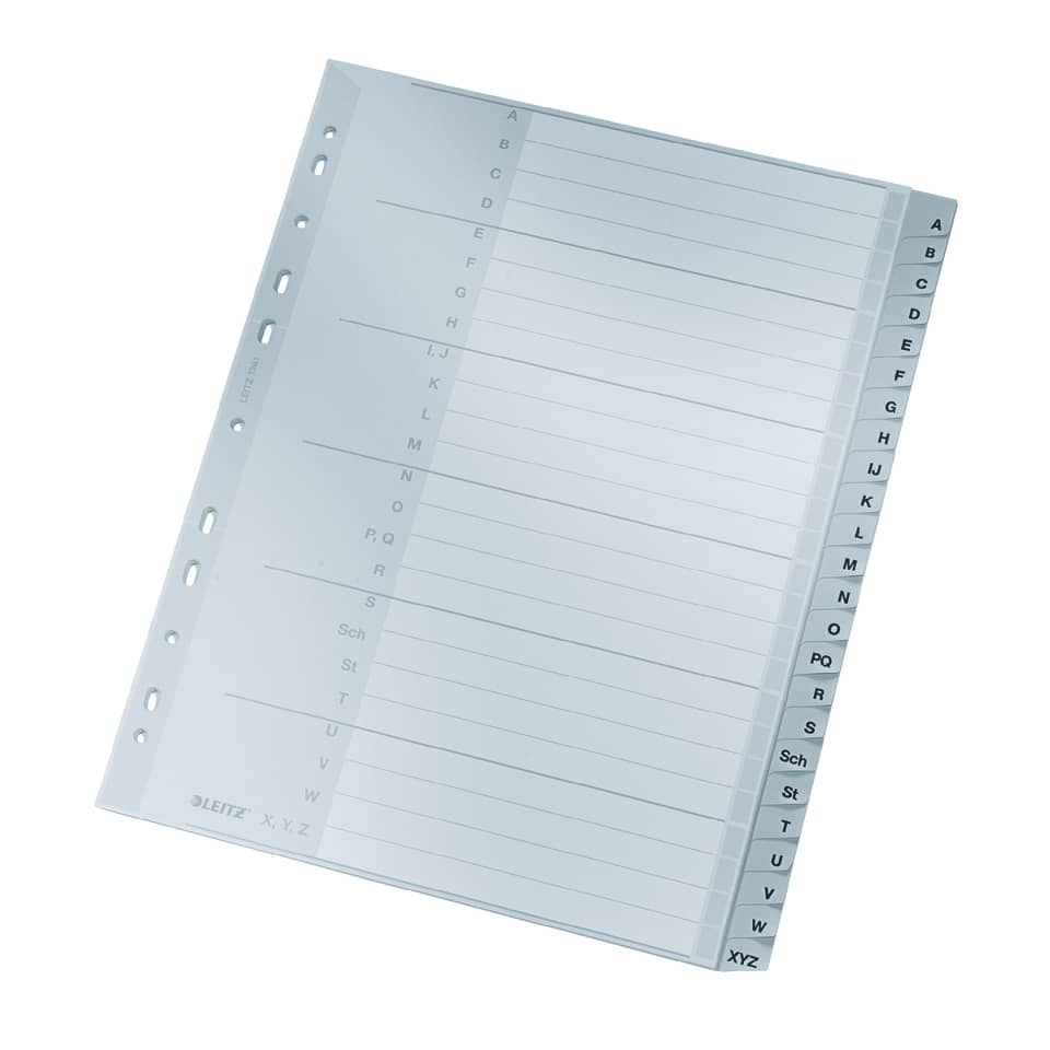 Plastikregister A-Z, A4, PP, 24 Blatt, grau LEITZ 1261-00-85 LEITZ 12610085 Plastik 24tlg.